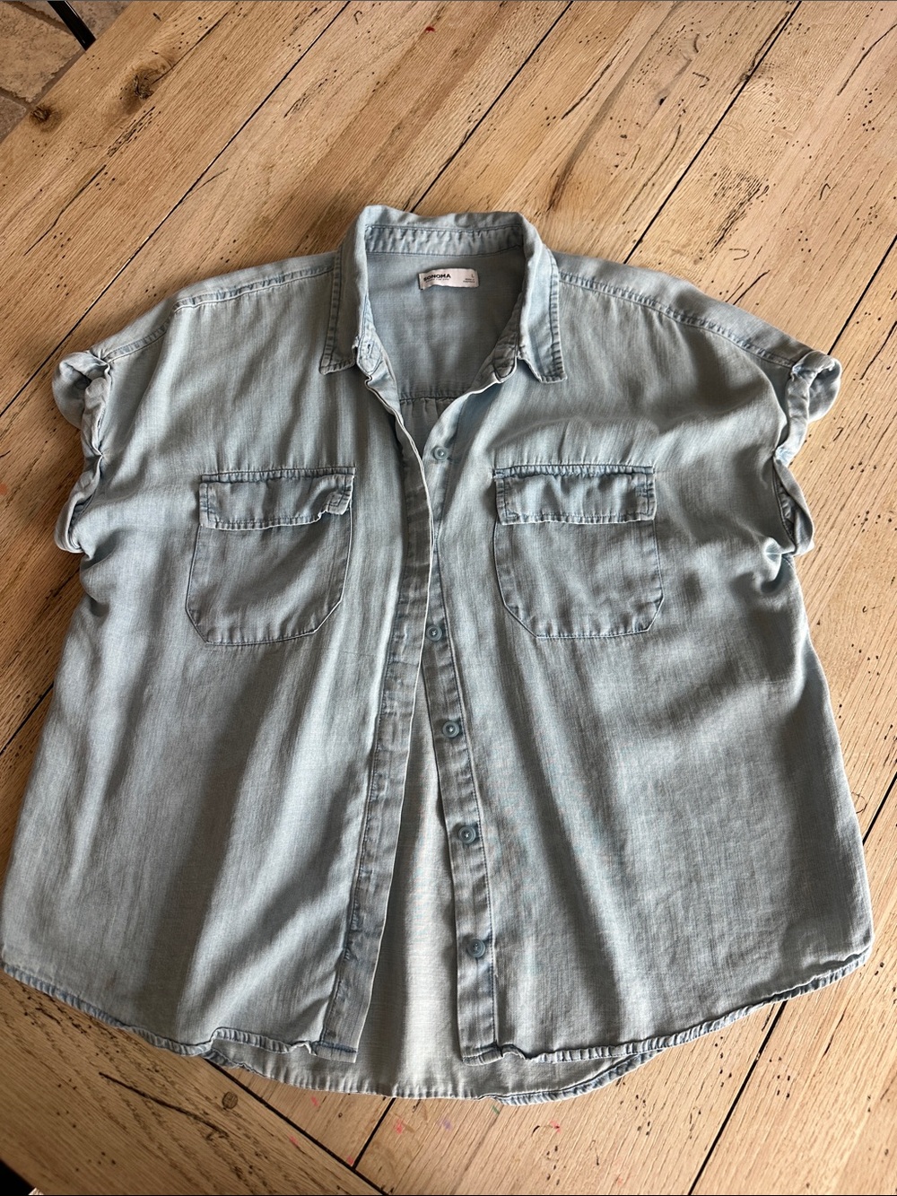 Sonoma Light Blue Short Sleeve Button-Down Shirt